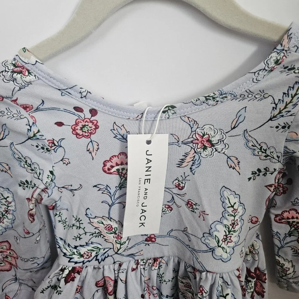 NWT Janie and Jack Everyday 3/4 Sleeve Dress Floral Paisley Tier Sz 12-18 Months